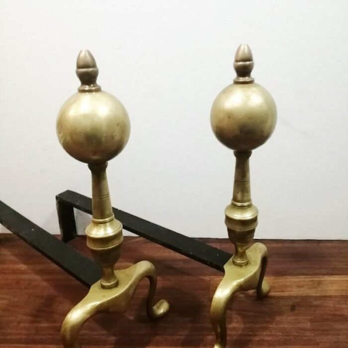 bronze and wrought iron chimney morillos 1940 set of 2 3