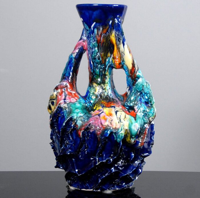 brutalist multicolor ceramic vase from vallauris 1960s 4