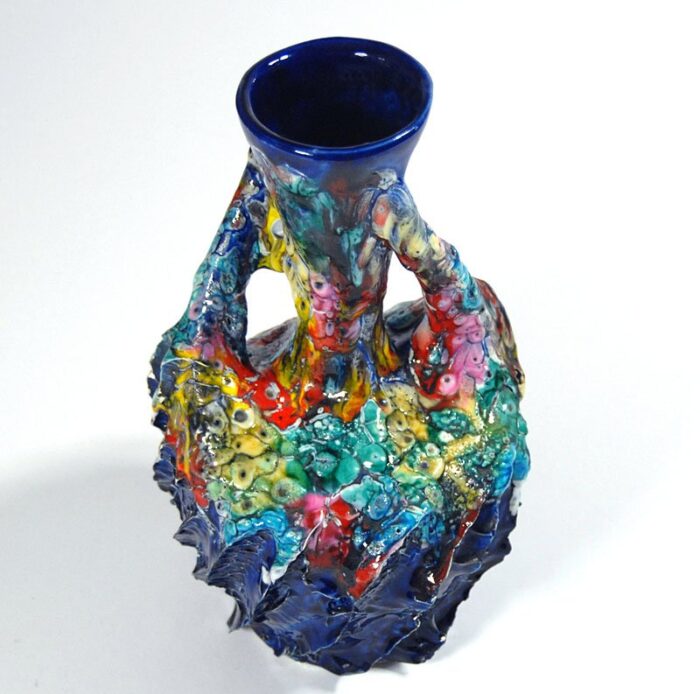 brutalist multicolor ceramic vase from vallauris 1960s 6