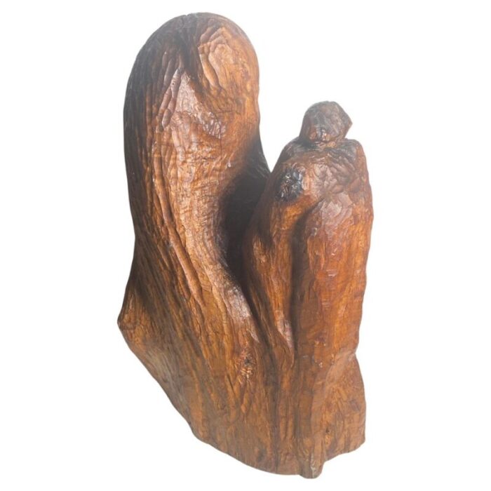 brutalist sculpture in wood france 1950s 1