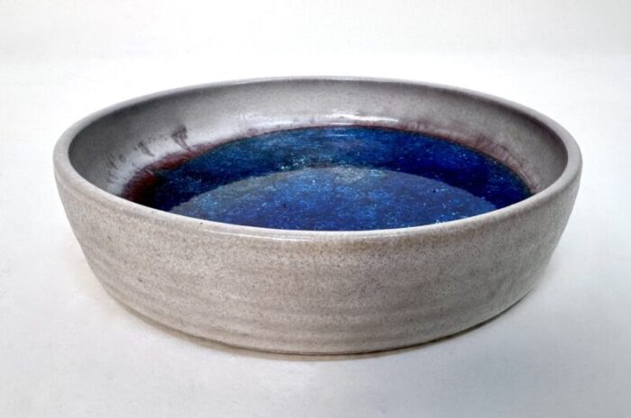 brutalist studio ceramic art pottery bowl with glass inlay by elly wilhelm kuch germany 1960s 1