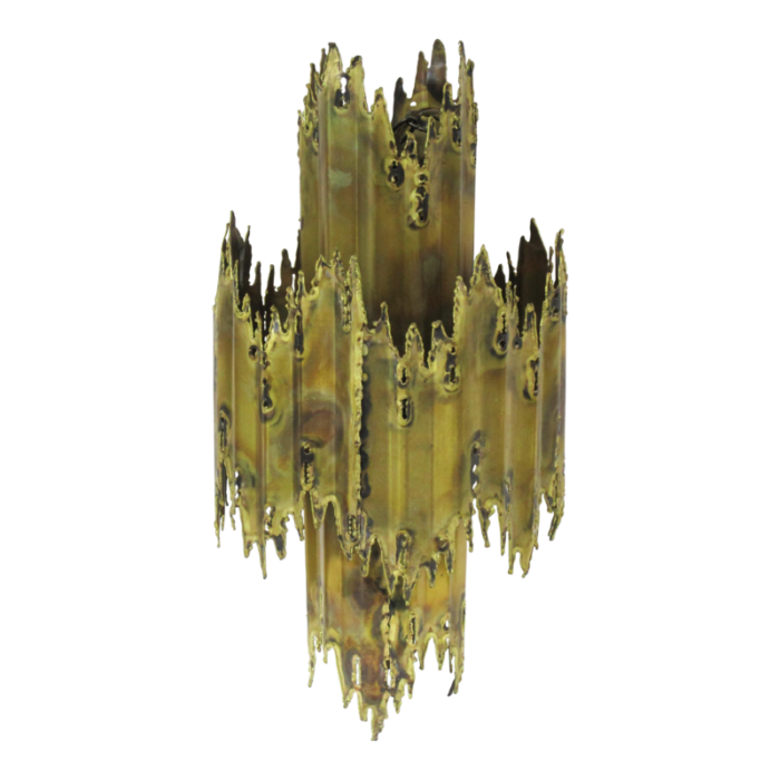 brutalist torch cut brass mid century chandelier by feldman 4039