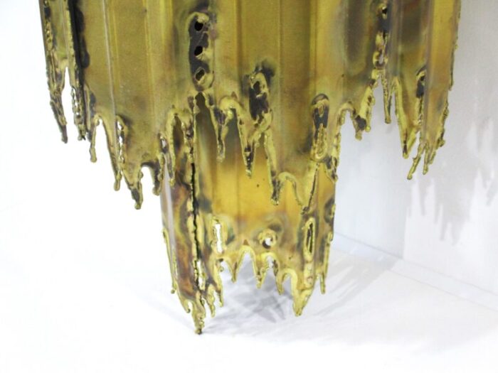 brutalist torch cut brass mid century chandelier by feldman 8314