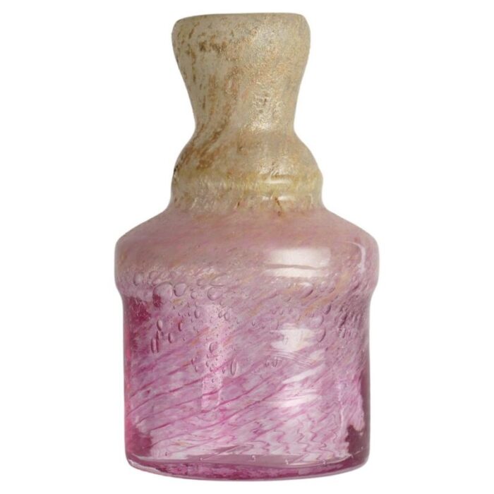 bubblegum pink and yellow art glass vase by milan vobruba sweden 1980s 1