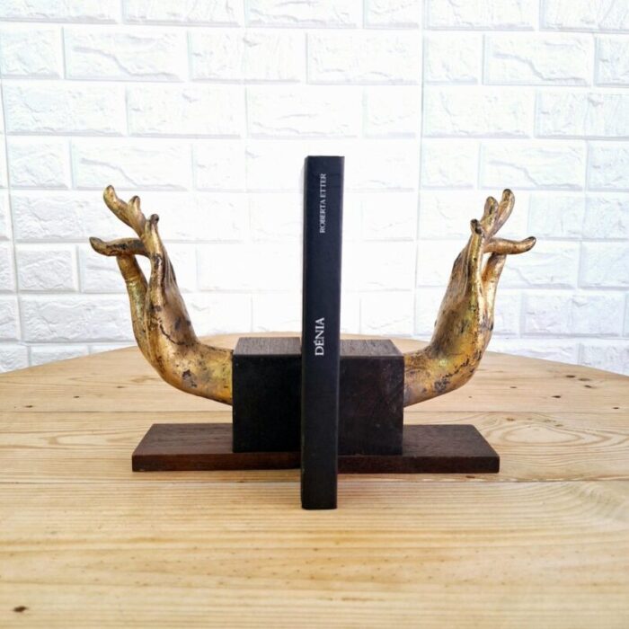 buddha hand fragments repurposed as bookends thailand mid 19th century set of 2 22