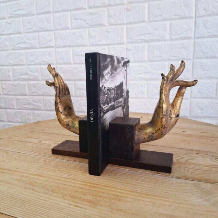 buddha hand fragments repurposed as bookends thailand mid 19th century set of 2 23