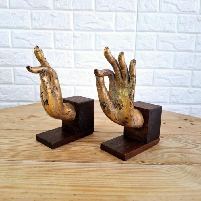 buddha hand fragments repurposed as bookends thailand mid 19th century set of 2 5