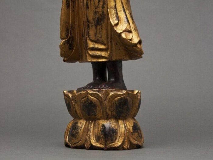 buddha subject in gilded polychome carved wood 11