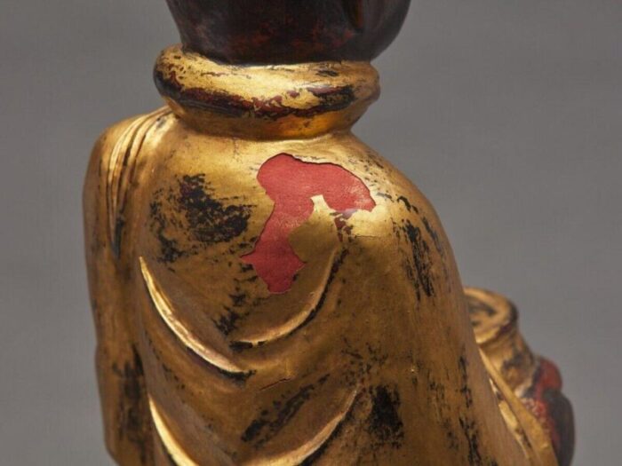 buddha subject in gilded polychome carved wood 6