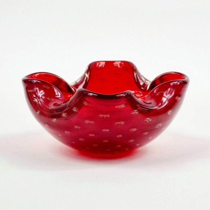 bullicante murano glass bowl or ashtray attributed to barrovier toso italy 1960s 2