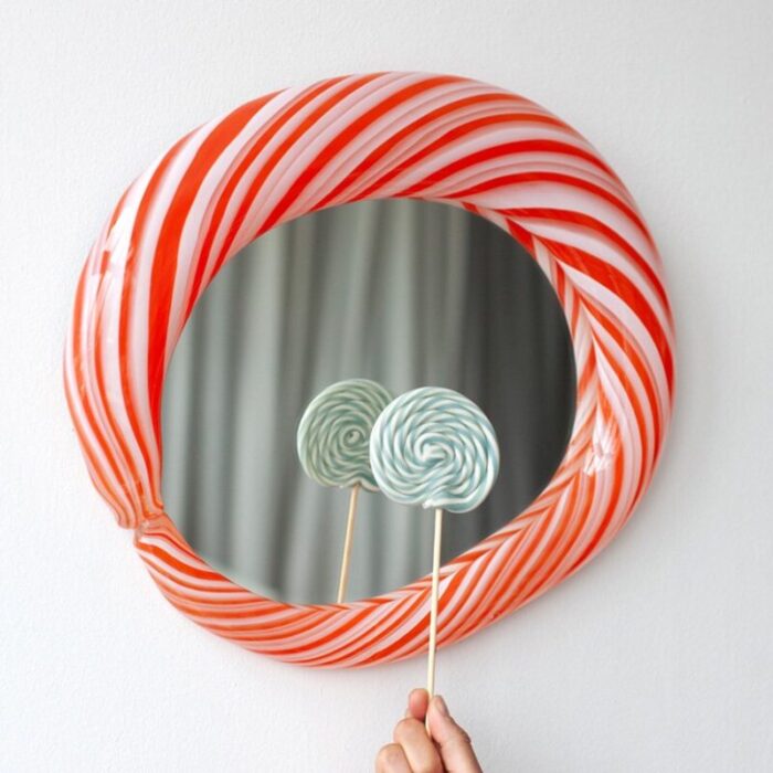 candy wall mirror in red by studio berg 3