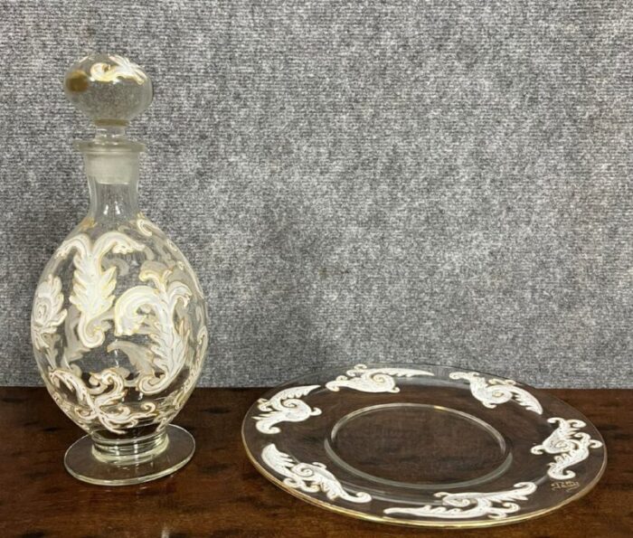 carafe and crystal tray set of 2 4