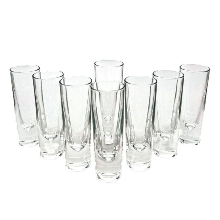 carlo moretti 1980s stiletto bullet cocktail glasses made in italy signed set of 8 8758