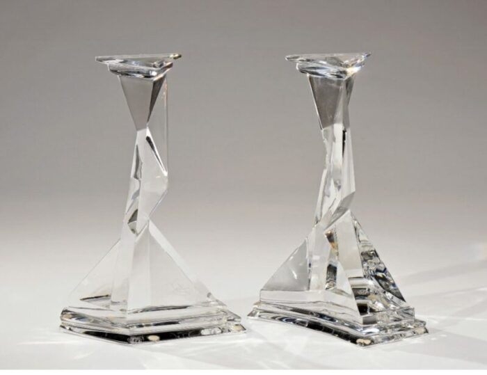 castor and pollux baccarat crystal candleholders by salvador dali 1920s set of 2 1