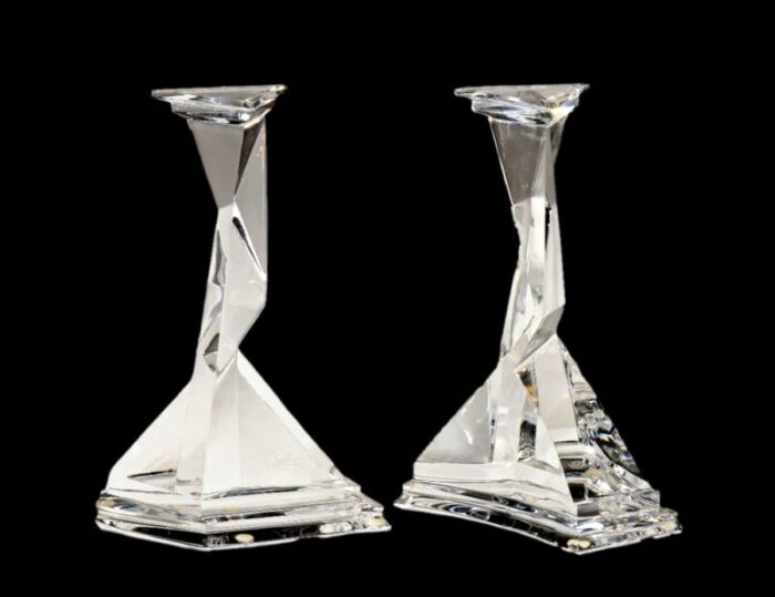 castor and pollux baccarat crystal candleholders by salvador dali 1920s set of 2 4