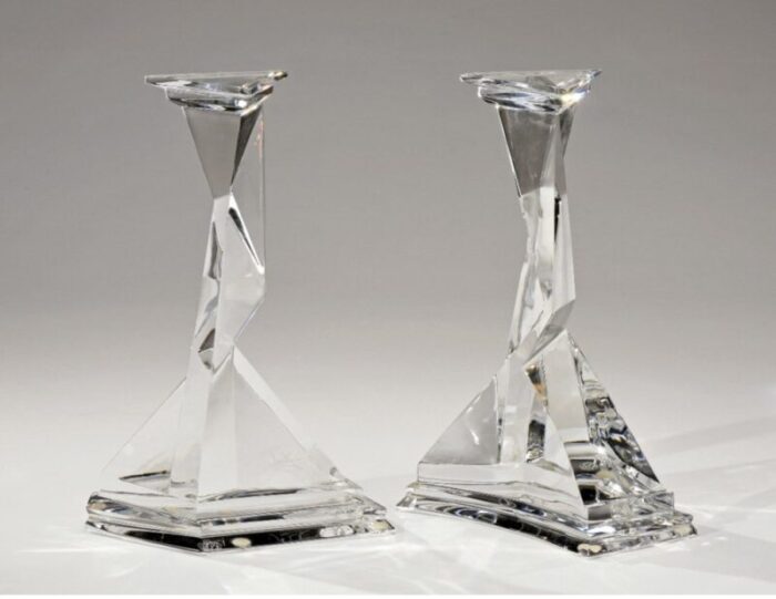 castor and pollux baccarat crystal candleholders by salvador dali 1920s set of 2 5