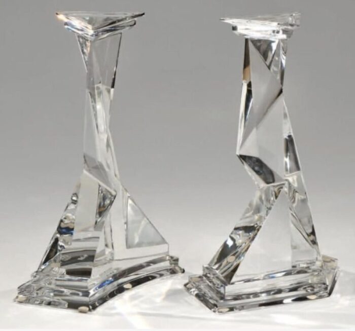 castor and pollux baccarat crystal candleholders by salvador dali 1920s set of 2 6