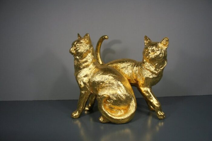 cat figures in 24 karat gilt 2000s set of 2 1