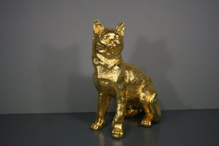 cat figures in 24 karat gilt 2000s set of 2 2