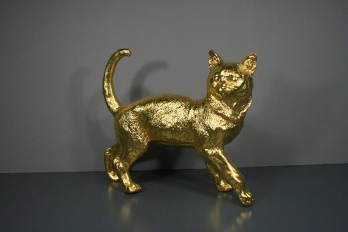 cat figures in 24 karat gilt 2000s set of 2 8