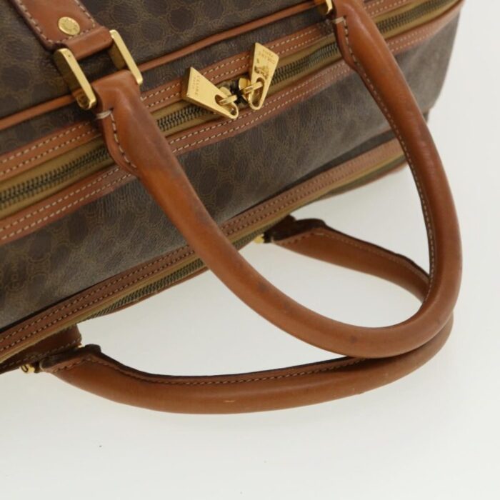 celine macadam canvas boston bag pvc leather 2way brown auth ki2707 8410