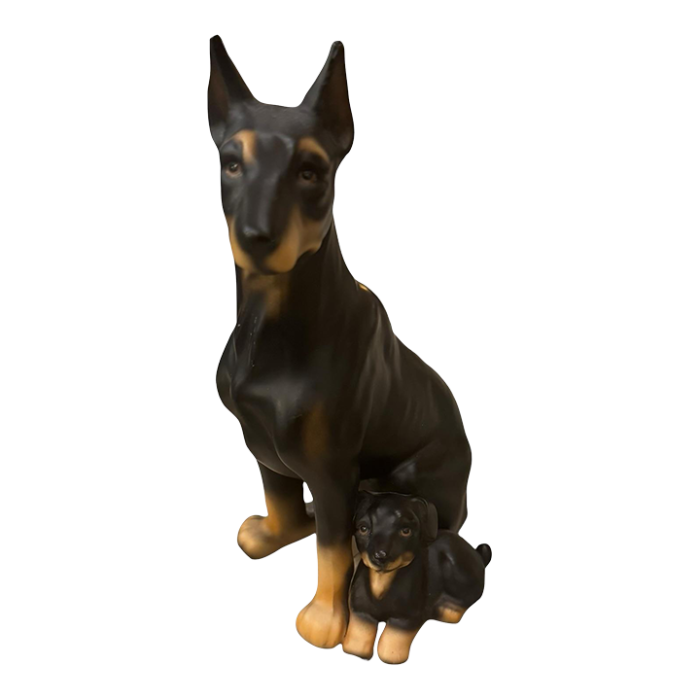 ceramic doberman pincher made in 1983 japan signed 6480