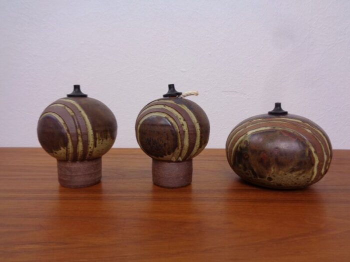 ceramic oil table lamps by aage wuertz 1970s set of 3 1