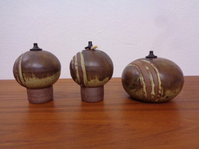 ceramic oil table lamps by aage wuertz 1970s set of 3 2