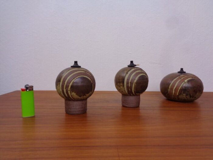 ceramic oil table lamps by aage wuertz 1970s set of 3 3