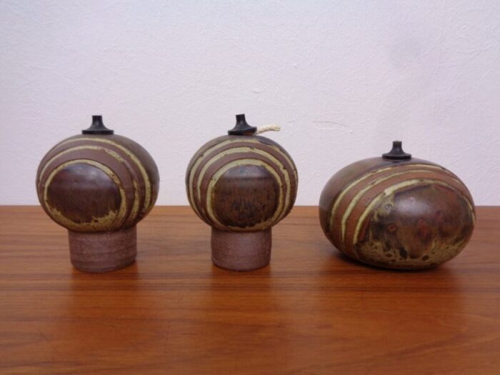 ceramic oil table lamps by aage wuertz 1970s set of 3 4