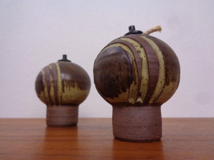 ceramic oil table lamps by aage wuertz 1970s set of 3 8