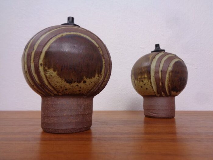 ceramic oil table lamps by aage wuertz 1970s set of 3 9