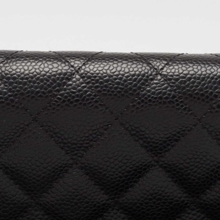 chanel black quilted caviar leather l yen continental wallet 1711