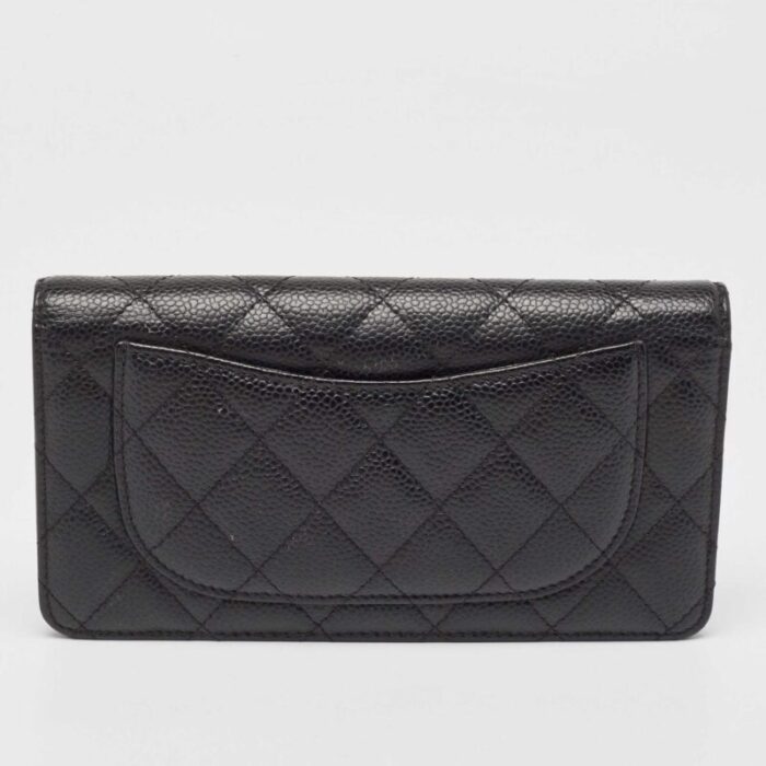 chanel black quilted caviar leather l yen continental wallet 2473