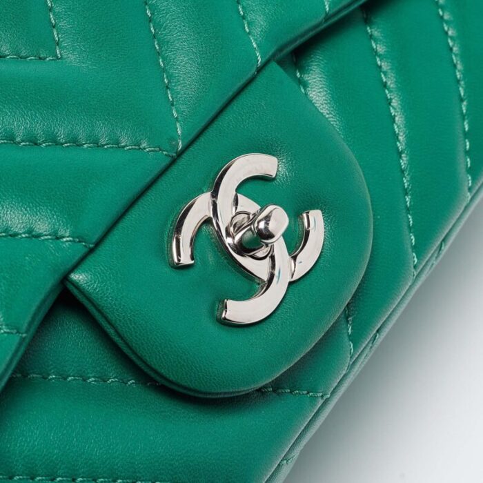 chanel green chevron leather maxi classic single flap bag 5465