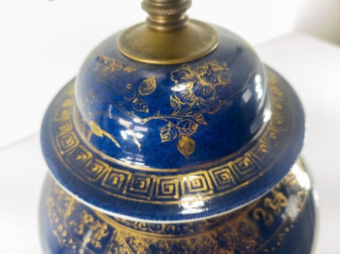 chinese chinoiserie powder blue and gilt ginger jar table lamp 8