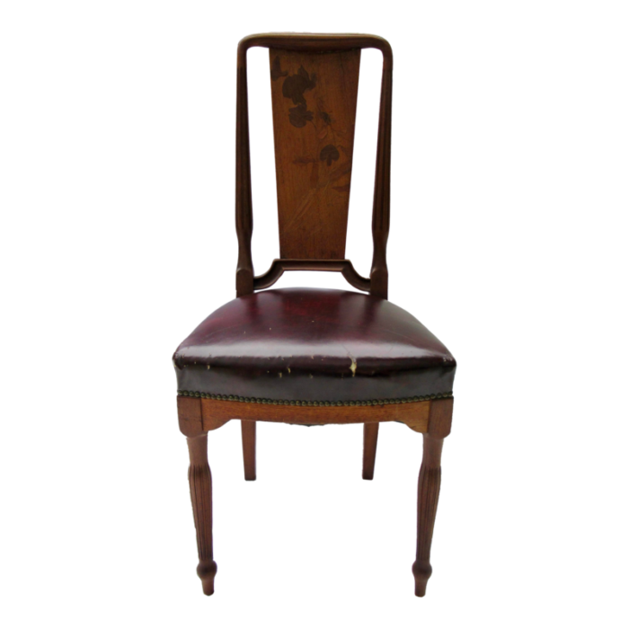 circa 1890s 1910 french art nouveau louis marjorelle attributed leather upholstered sideaccent chair 4414