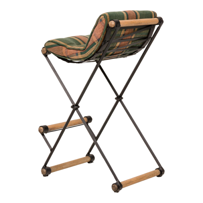 cleo baldon for terra of california mid century american x frame plaid upholstered barstool 1850