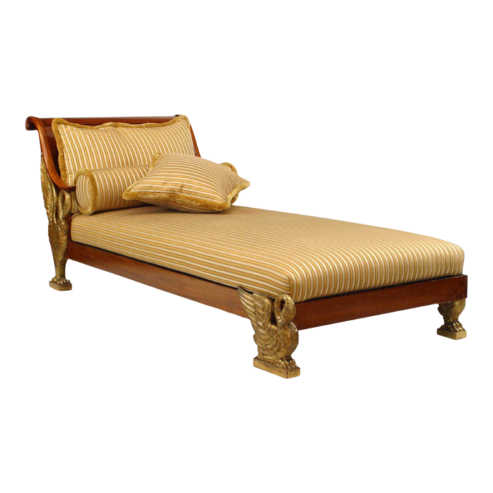 continental neoclassic yellow silk chaise 3686