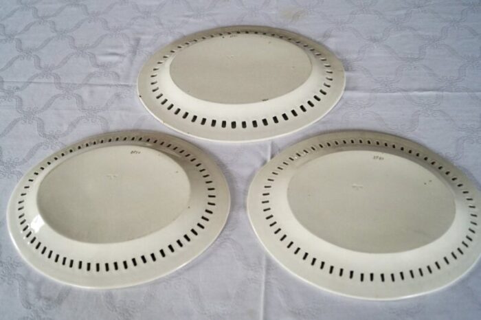 copeland spode creamware baskets with underplate 1800s set of 3 1