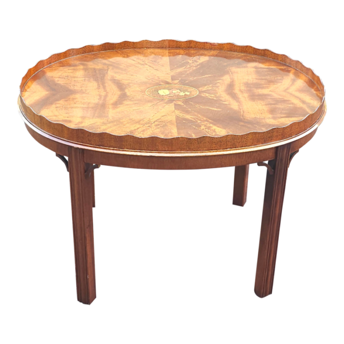 councill craftsmen georgian mahogany tray table with scalloped gallery 4135