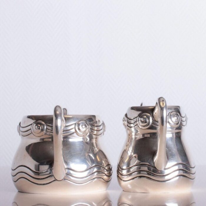 danish art nouveau silver creamer set by hingelberg set of 2 5