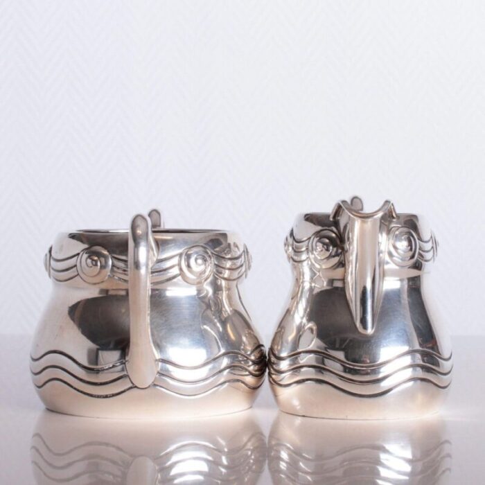 danish art nouveau silver creamer set by hingelberg set of 2 6