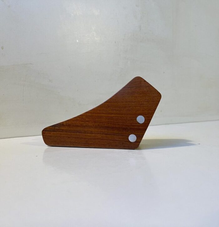 danish modern curved teak napkin holder by j kjaersulf 1960s 3