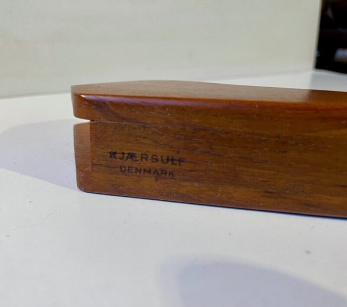 danish modern curved teak napkin holder by j kjaersulf 1960s 4