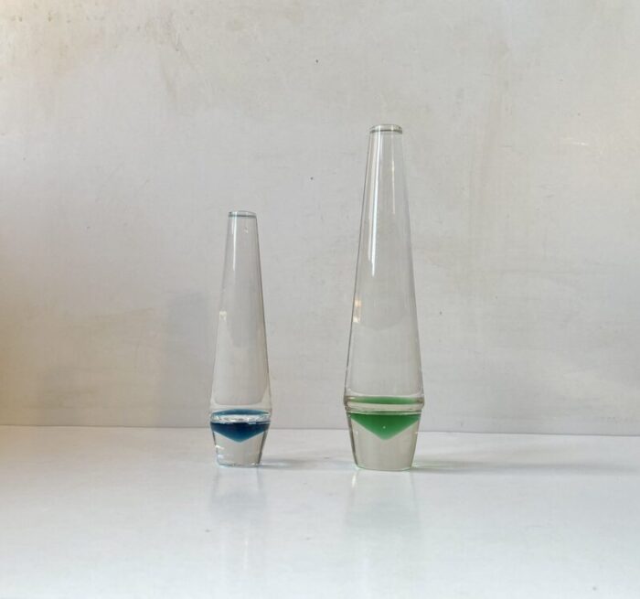 danish modern solifleur glass vases by christer holmgren from holmegaard 1960s set of 2 2