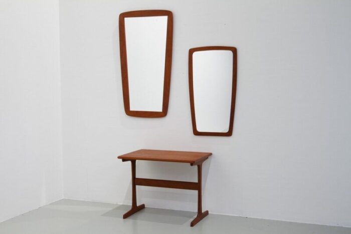 danish modern teak mirrors and table 1960s set of 3 1