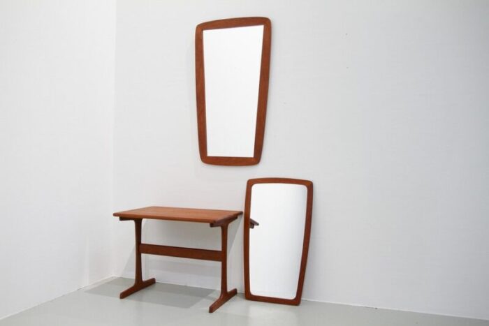 danish modern teak mirrors and table 1960s set of 3 2