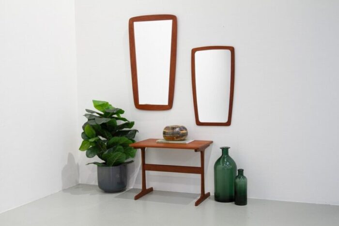 danish modern teak mirrors and table 1960s set of 3 8