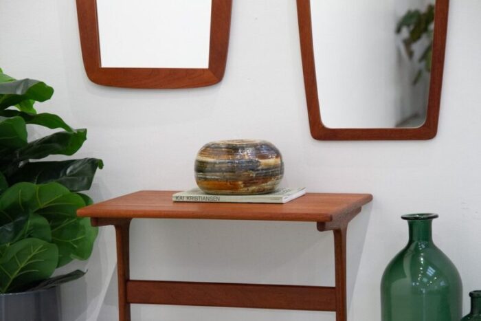 danish modern teak mirrors and table 1960s set of 3 9